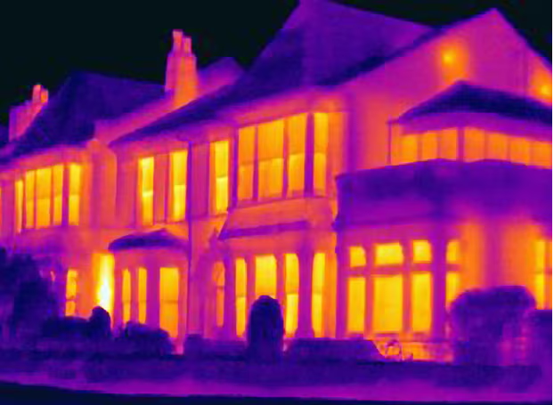 thermal imaging picture of house