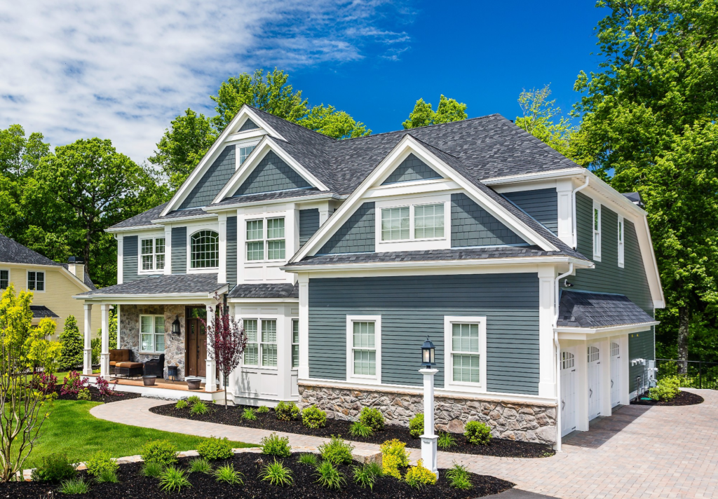 house with green james hardie siding